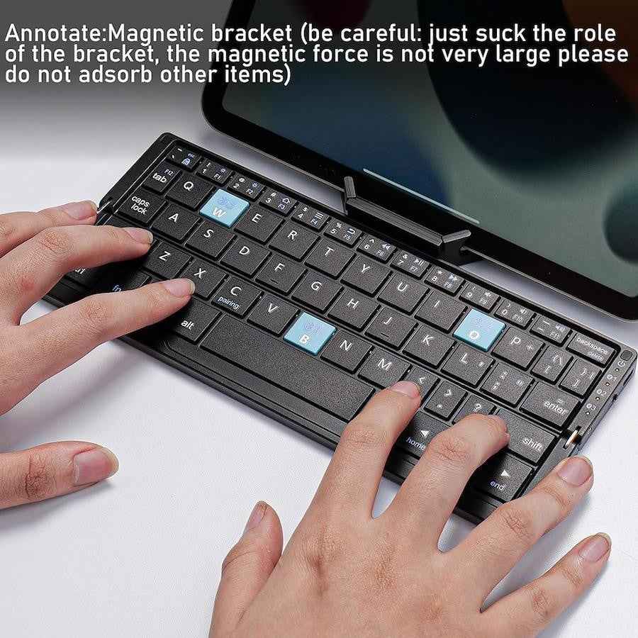 Ultra-Slim Foldable Bluetooth Keyboard - Wireless Rechargeable Travel Keyboard