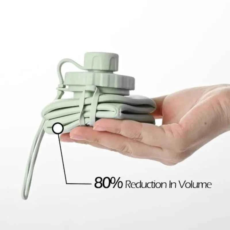 600ml Foldable Silicone Water Bottle – Reusable Leakproof Sports Bottle