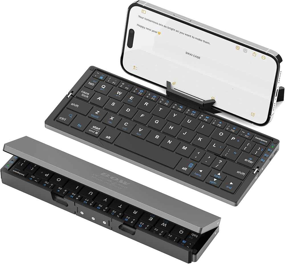 Ultra-Slim Foldable Bluetooth Keyboard - Wireless Rechargeable Travel Keyboard