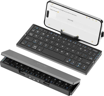 Ultra-Slim Foldable Bluetooth Keyboard - Wireless Rechargeable Travel Keyboard