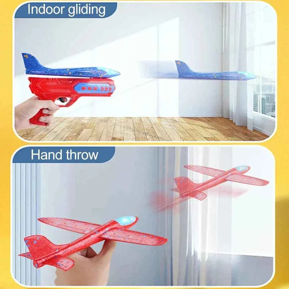 LED Airplane Launcher Gun Toy for Kids – Flying Glider