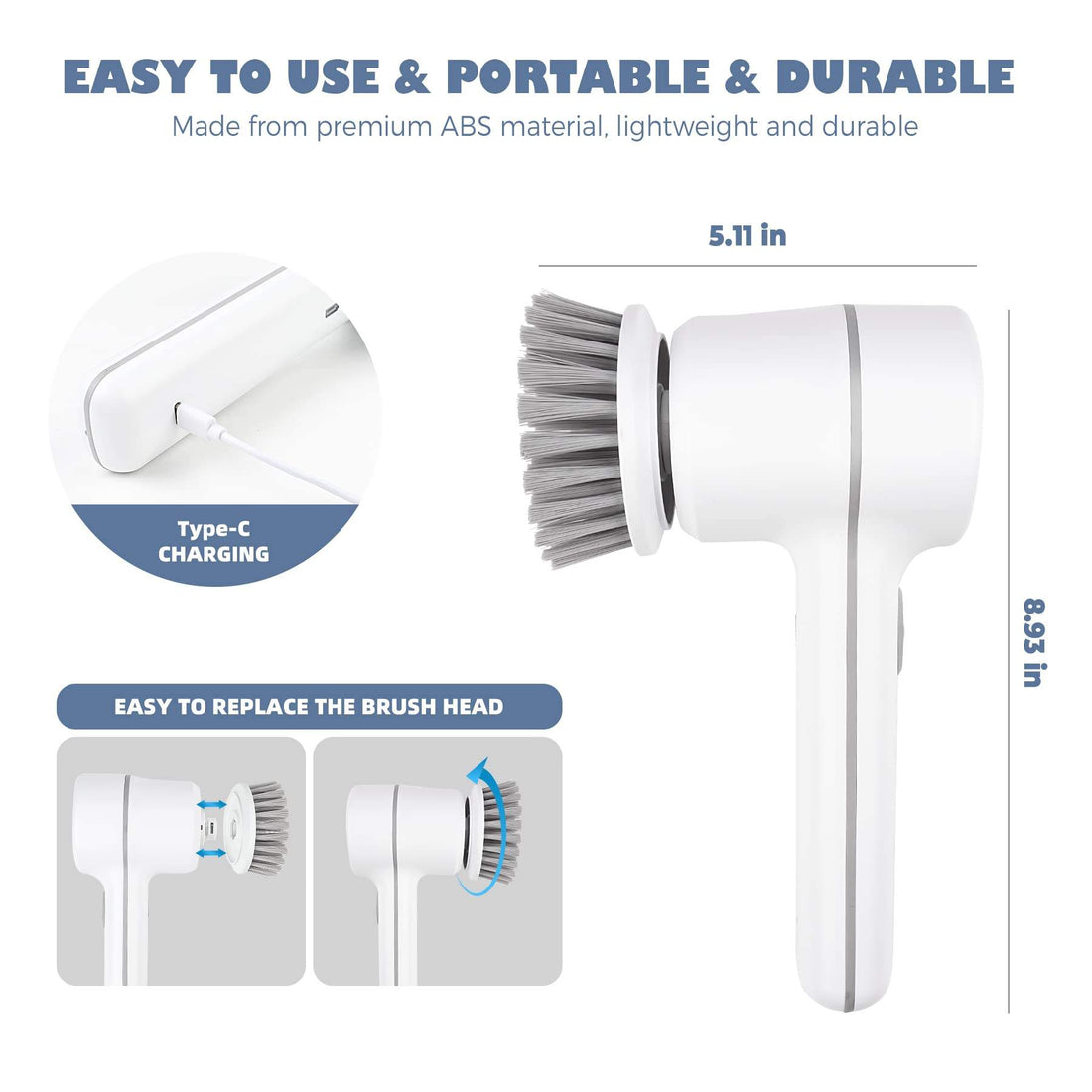 5 in 1 Cleaner Bathroom Bathtub Clean Brush Spin Scrubber