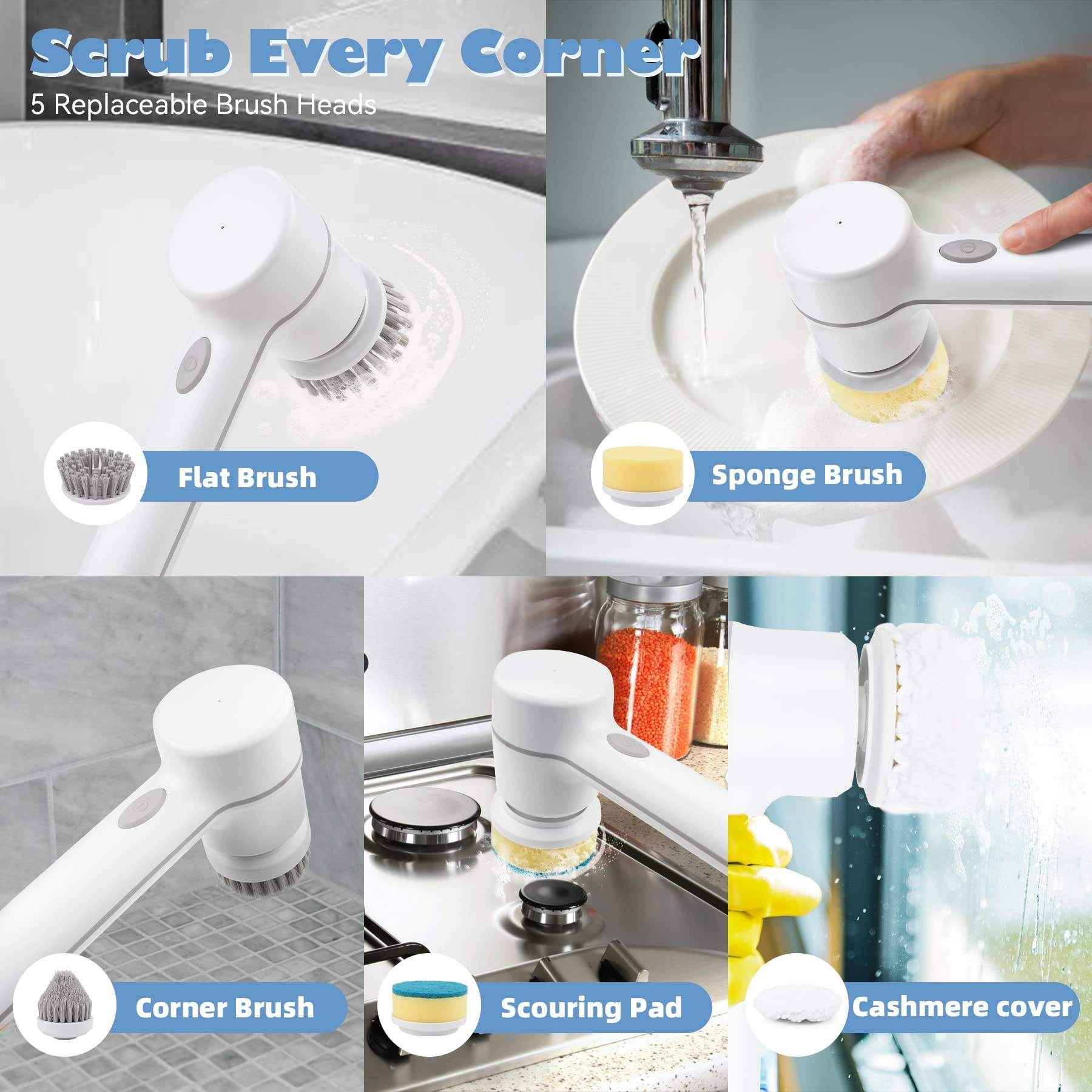 5 in 1 Cleaner Bathroom Bathtub Clean Brush Spin Scrubber