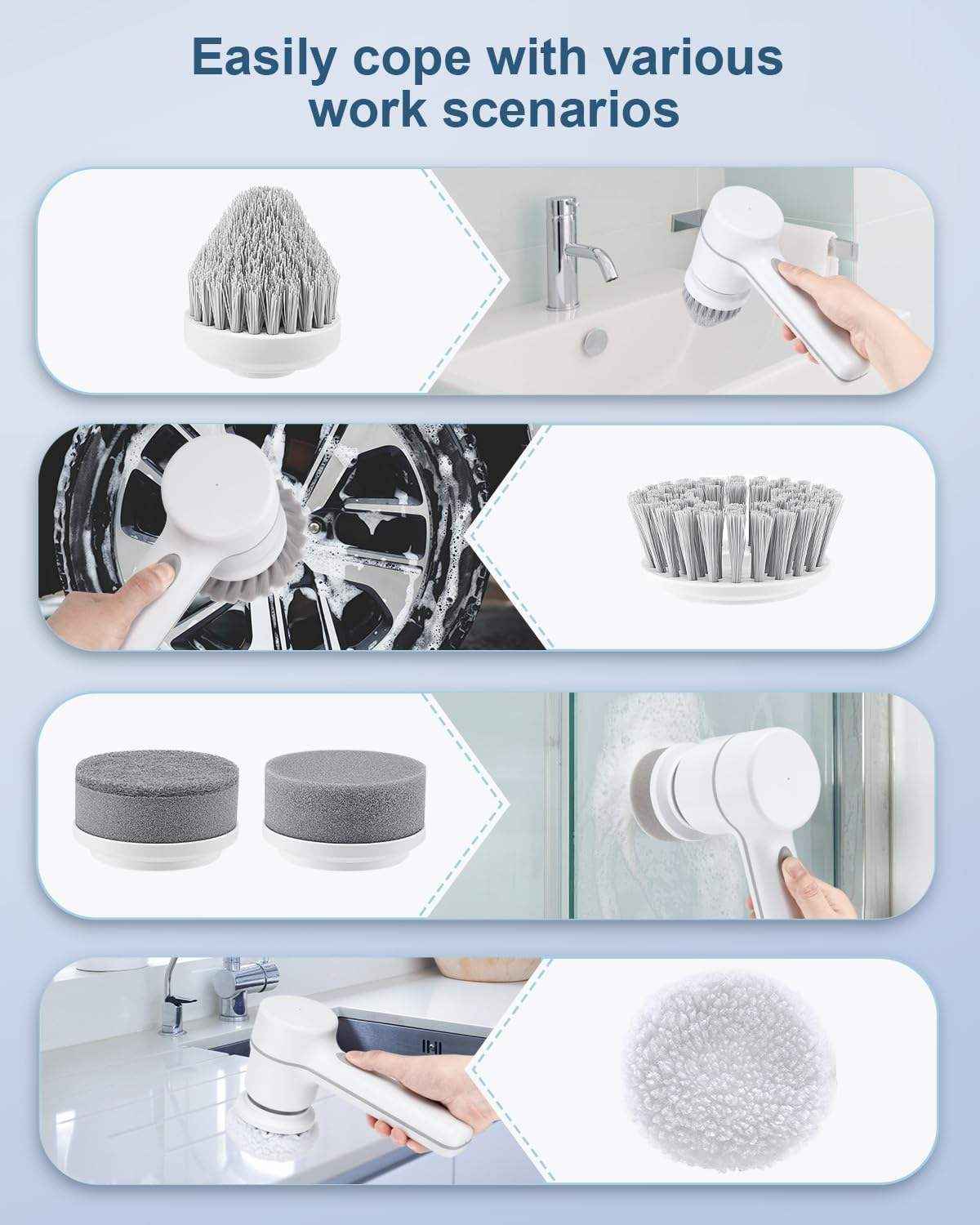 5 in 1 Cleaner Bathroom Bathtub Clean Brush Spin Scrubber