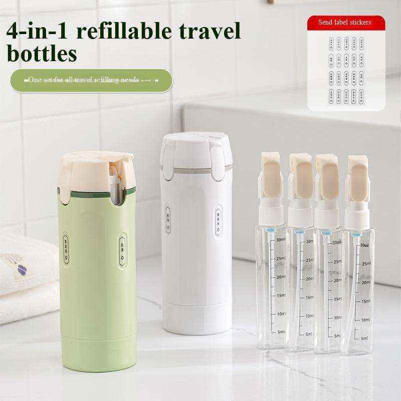 4-in-1 Sustainable Plastic Travel Dispenser Bottle