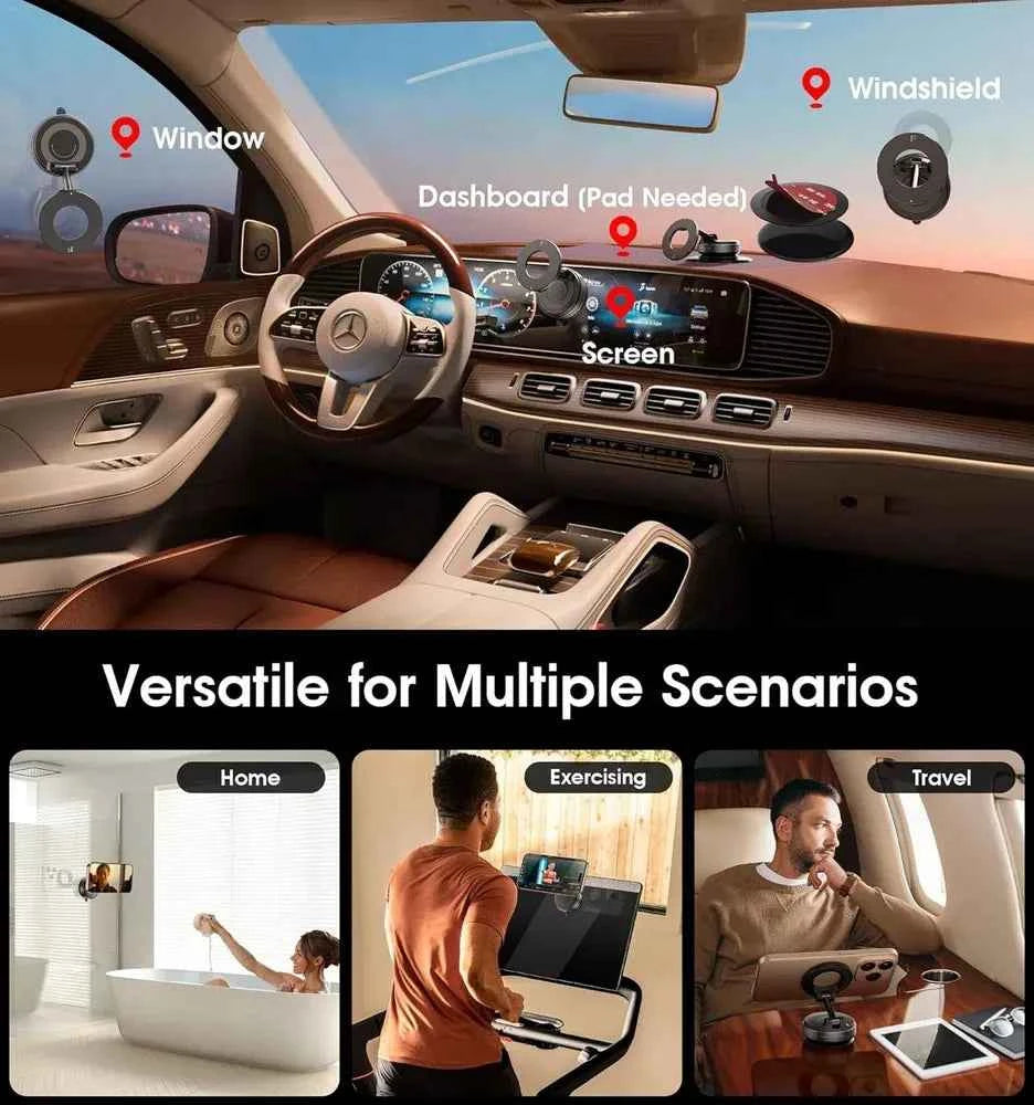MagSafe Magnetic Phone Holder Metal – 360° Adjustable Stand for Car, Home & Travel